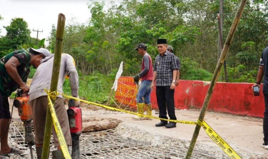 Tinjau Jembatan Ambrol di Kecamatan Payaraman, Wabup Ogan Ilir Minta Dibukakan Jalur Alternatif