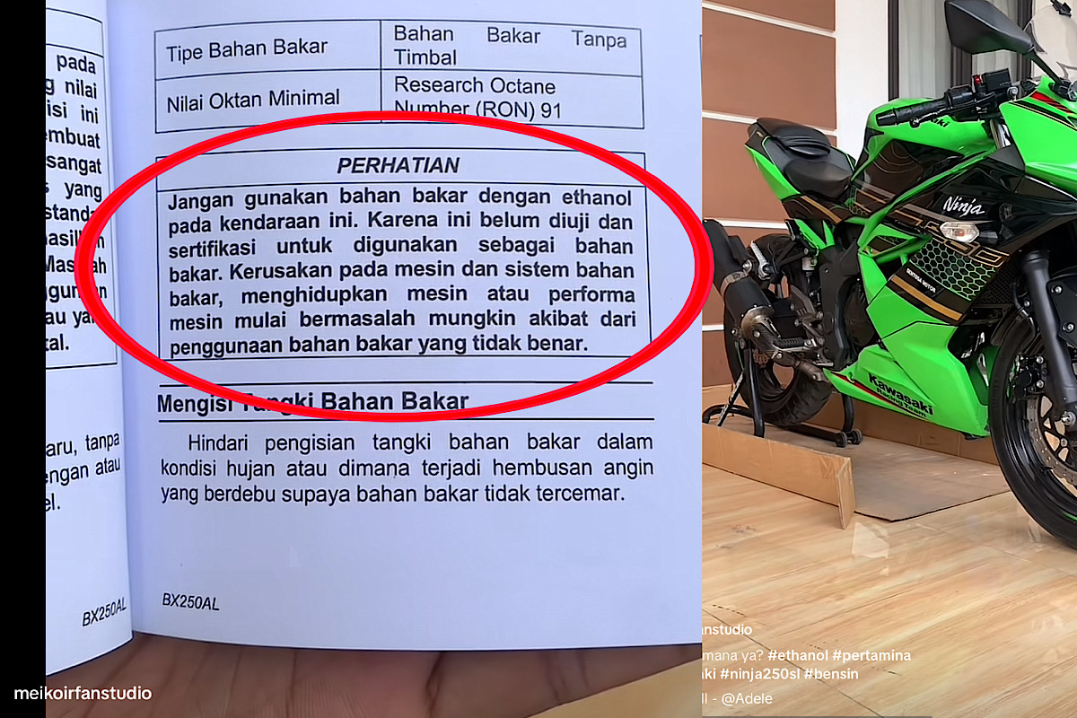 Waduh, Beli Motor Ninja Baru di Buku Pedoman Pemilik Jangan Gunakan Ethanol 