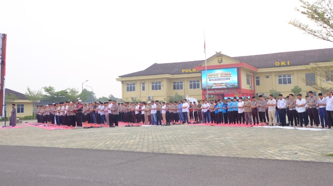 Sholat Istisqa dan Maulid Nabi Muhammad SAW Digelar Polres OKI di Tengah Cuaca Kering
