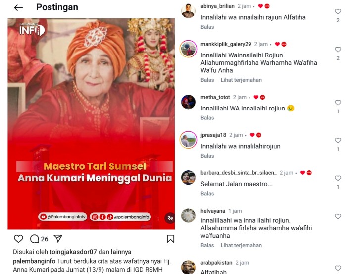 Anna Kumari Berpulang, Banjir Doa dan Ucapan Duka Cita, Berikut Sederet Prestasi Sang Maestro Tari