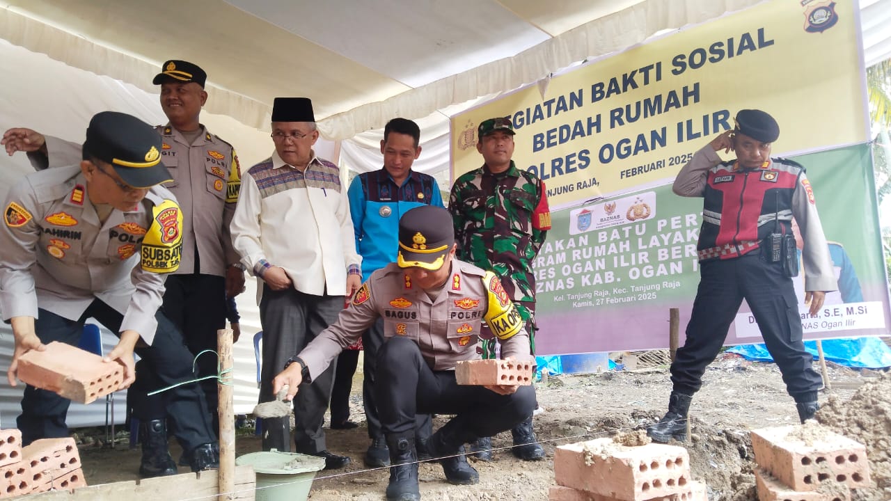 Kolaborasi Polres Ogan Ilir & Baznas, Bedah Rumah Tak Layak Huni Milik Janda di Tanjung Raja