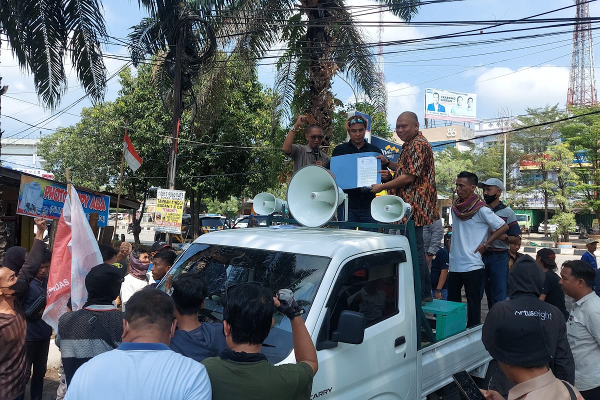 Pertanyakan Penetapan Tersangka Kasus Penipuan dan Penggelapan, Elemen Masyarakat Ini Datangi Polda Sumsel  