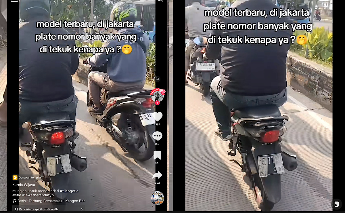 Plat Nomor Sepeda Motor di Jakarta Kebanyakan Ditekuk, yang Punya Mobil Pada Iri Nggak Bisa Ikutan Tren