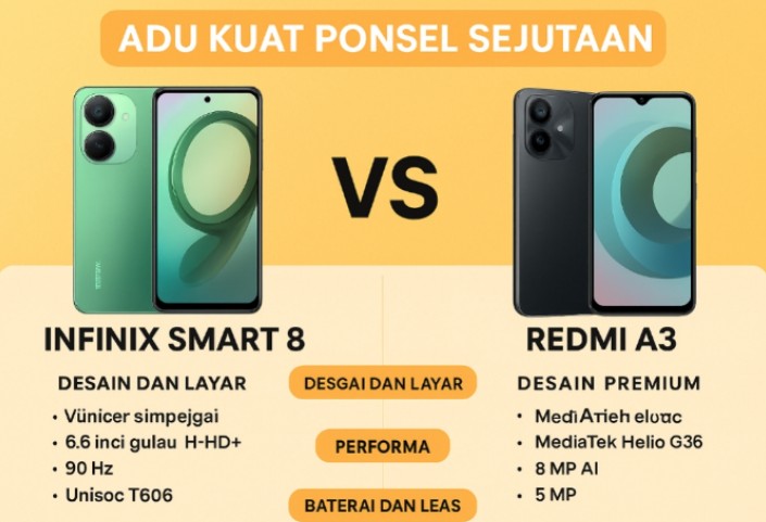 Infinix Smart 8 vs Redmi A3: Duel Panas Ponsel Rp1 Jutaan, Siapa Jawaranya?