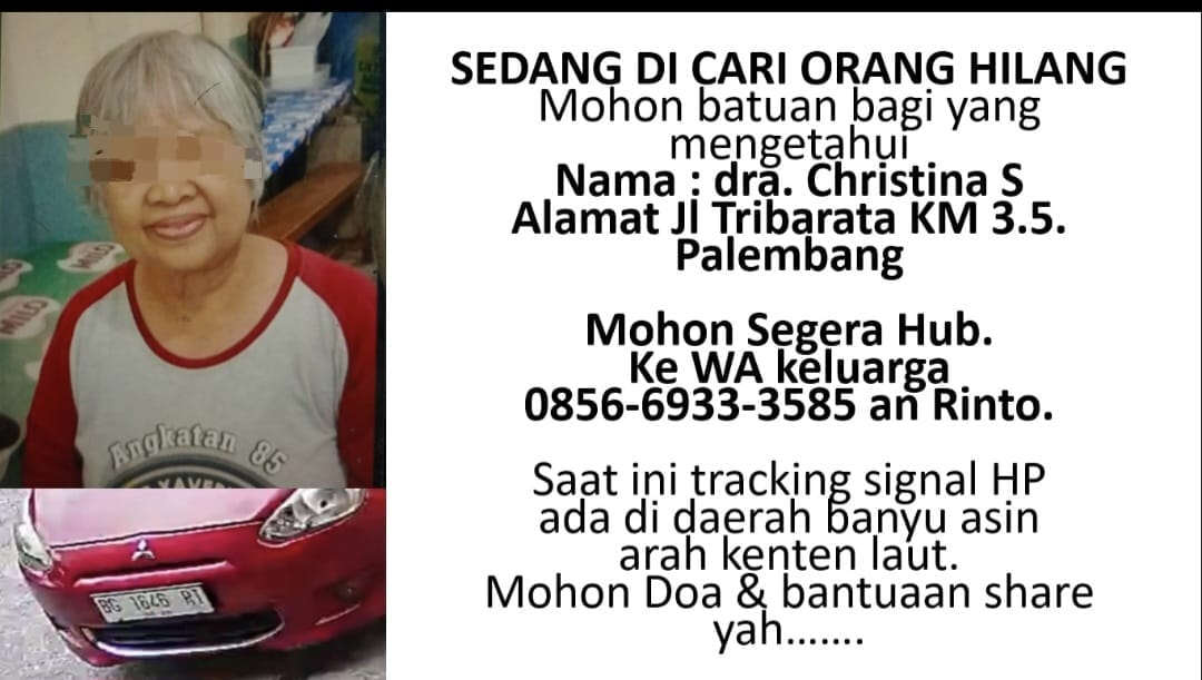 Terungkap! Lansia Hilang di Palembang Ternyata ‘Dihabisi’ Perampok, Jasadnya Masih Terus Dicari