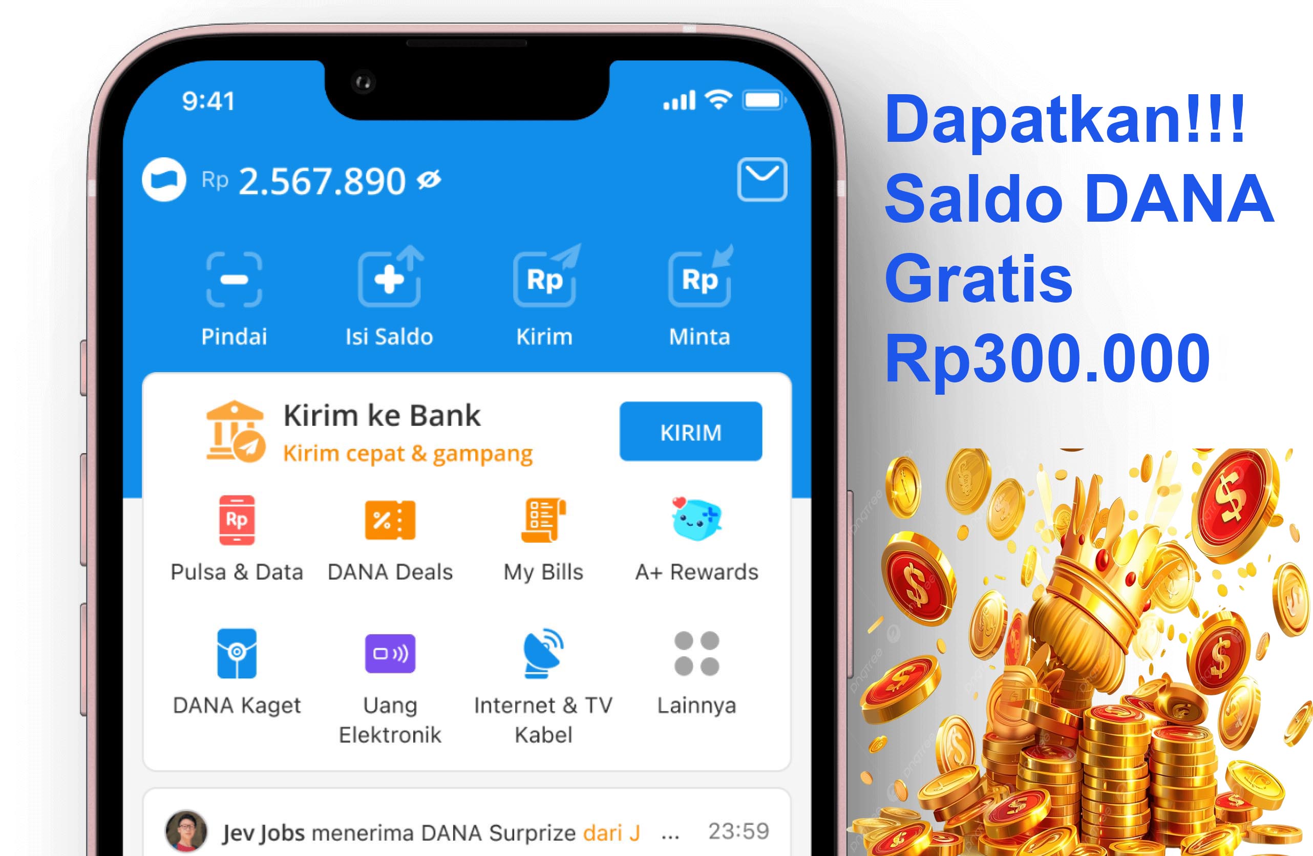 Dapatkan Uang Gratis dari DANA Rp300.000! Cek Cara Klaim Saldo ke Dompet Digital