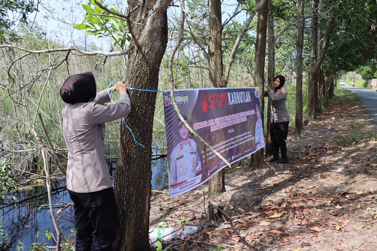 Humas Polres Ogan Ilir Sebarkan Imbauan Larangan Membakar Lahan ke Sejumlah Titik di Wilayah Hukumnya