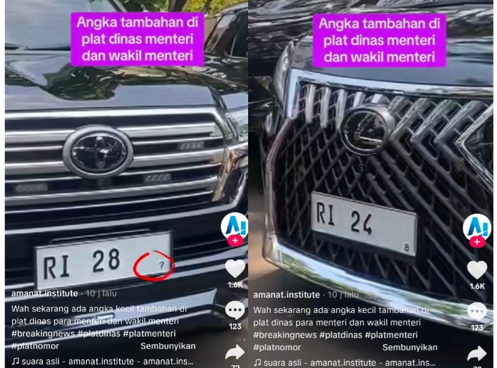 Penambahan Angka Kecil Pada Plat Kendaraan Dinas Kementerian Mengundang Teka-Teki, Artinya Apa Ya?