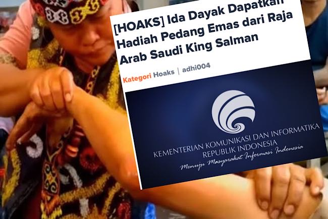 Masuk Laman Hoaks Kominfo RI, Ida Dayak Terima Pedang Emas Raja Salman, Ibu Ida Sudah Lebih Dulu Membantah Itu