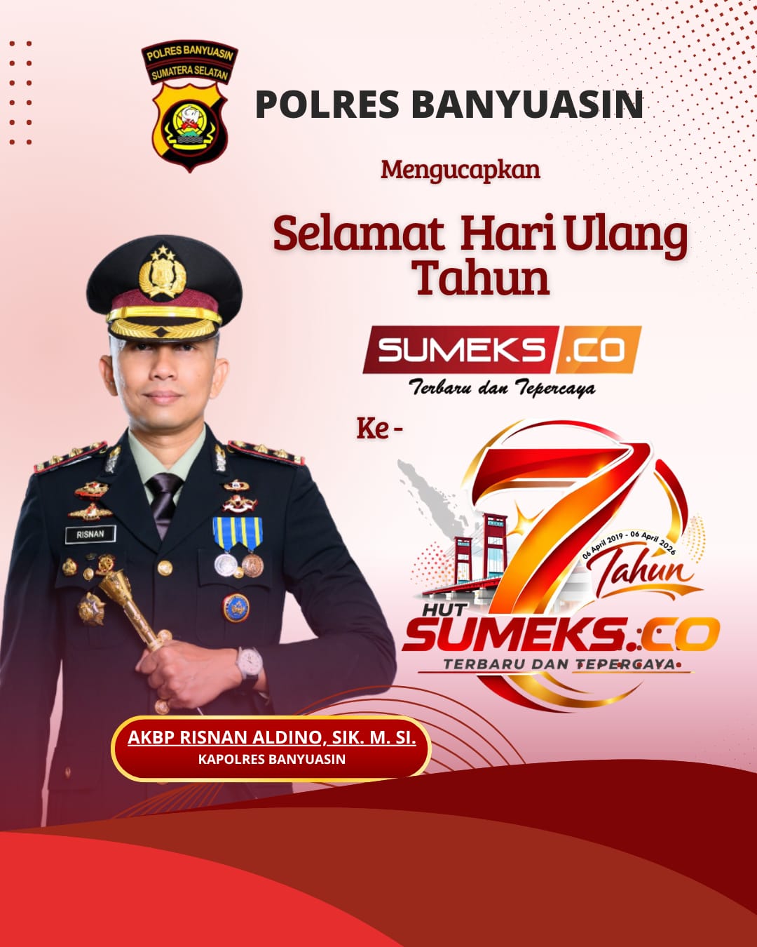 Kapolres Banyuasin Mengucapkan Selamat HUT ke-7 SUMEKSCO tahun 2026