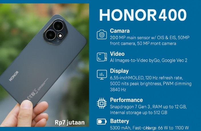 Honor 400 Ponsel Terbaik 2025, Bawa Kamera 200 MP dan Teknologi AI Video di Kelas Mid-Range