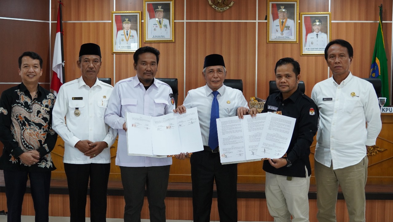 NPHD Pemilu 2024 Kabupaten OKI Ditandatangani, Pemkab, KPU dan Bawaslu