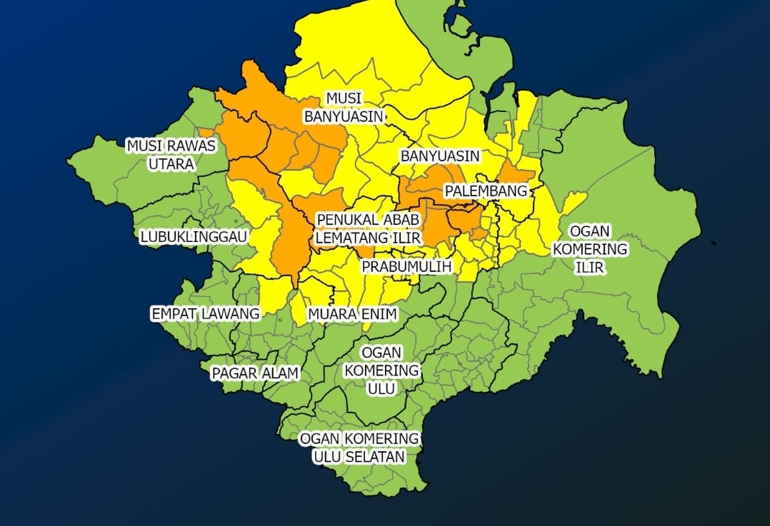 Prediksi BMKG Sumsel: Waspda Hujan Lebat Berpotensi Melanda Daerah Hingga 23.00 WIB