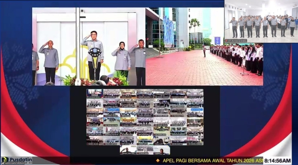Kanwil Kemenkum Babel Ikuti Apel Pagi Bersama Awal Tahun 2026 Secara Virtual