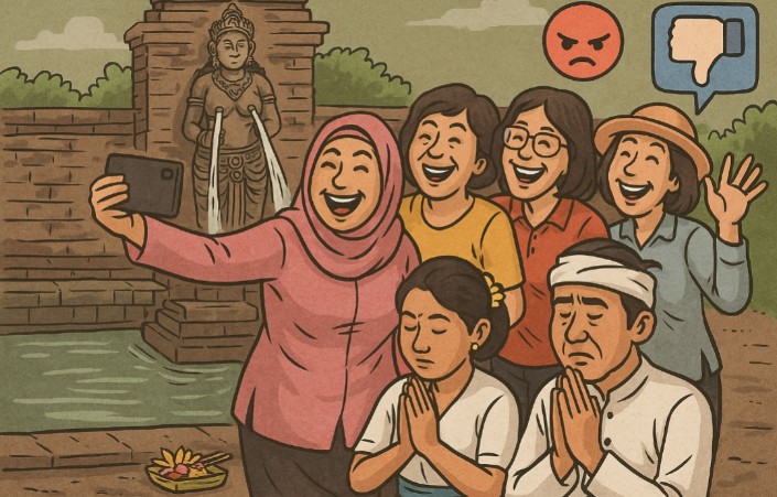 Viral Berswafoto di Candi Saat Umat Hindu Sedang Sembahyang, Warganet Soroti Etika dan Toleransi