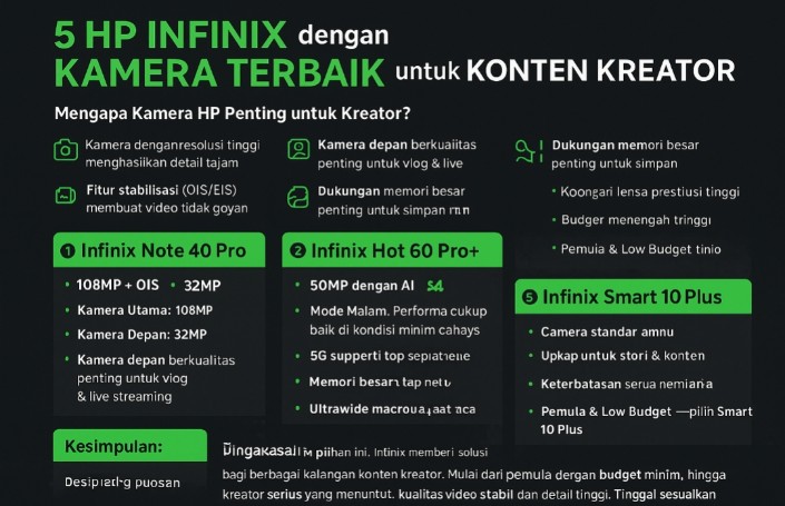 5 HP Infinix dengan Kamera Terbaik, Pilihan Tepat untuk Konten Kreator