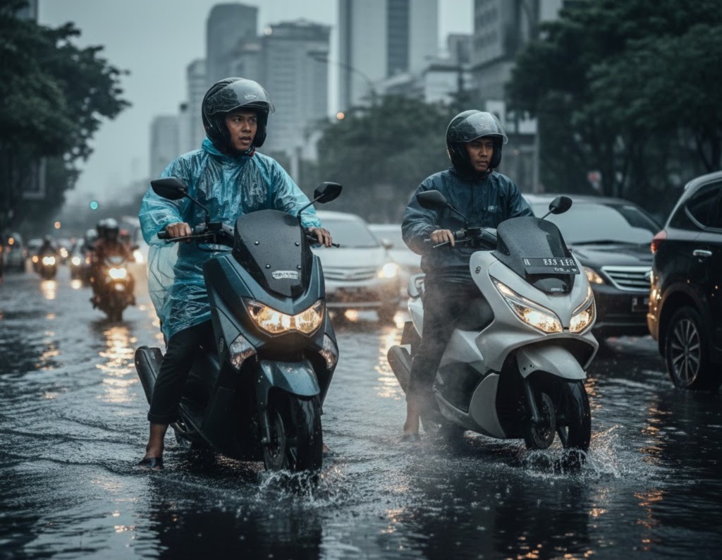 Duet Skutik Premium: Mesin NMAX Turbo atau PCX 160 yang Lebih Tahan Panas saat Banjir