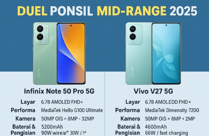 Duel Panas Ponsel Rp3 Jutaan Infinix Note 50 Pro 5G vs Vivo V27 5G, Performa Sama-Sama Menggoda