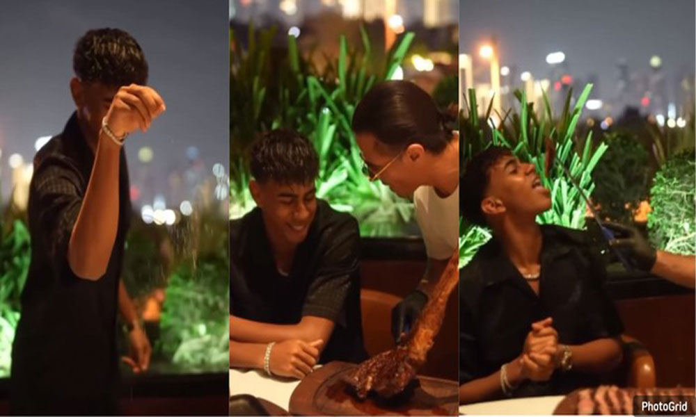 Jelang Laga Spanyol vs Prancis, Lamine Yamal Santap Steak Tomahawk, Disuapi Langsung Salt Bae