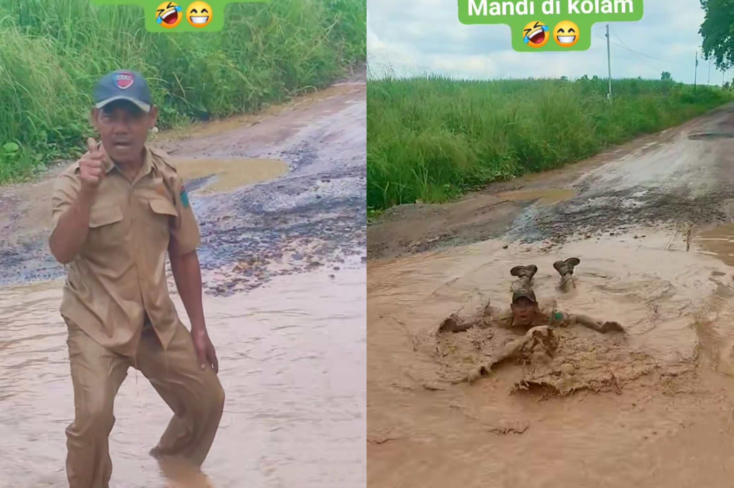 Protes Jalan Rusak Tak Kunjung Diperbaiki, Warga Rengas Ogan Ilir Nekat Nyebur ke Kubangan Lumpur