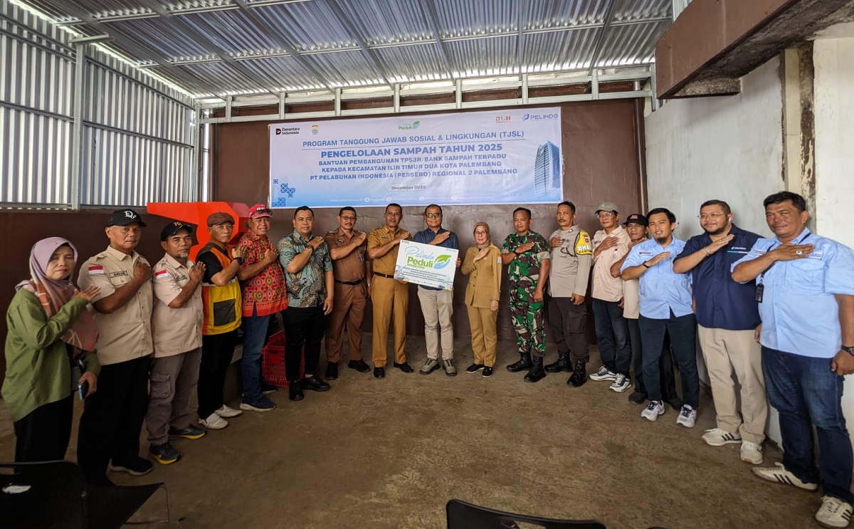 Pelindo Regional 2 Palembang Salurkan Bantuan Pembangunan TPS3R dan Mesin Pencacah Plastik Ke Kecamatan IT II