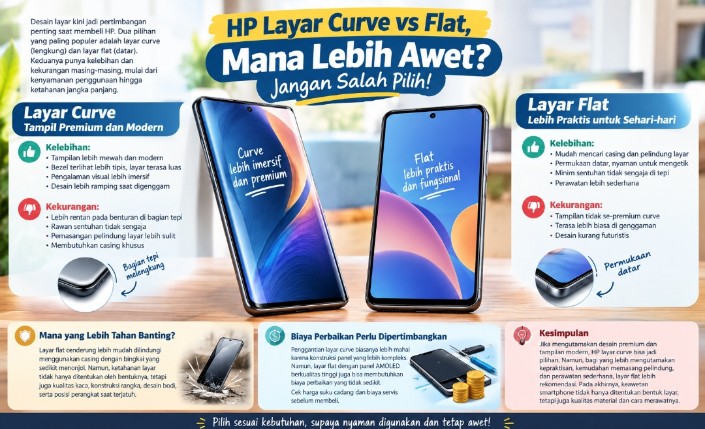 HP Layar Curve vs Flat, Mana Lebih Awet? Jangan Salah Pilih!