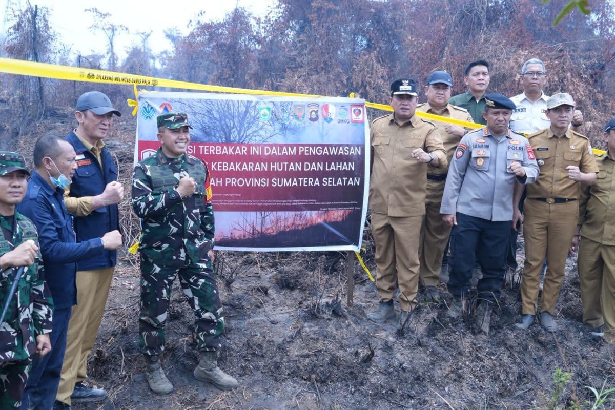 Dipimpin Danrem, Lahan Terbakar Milik Perusahaan di Banyuasin Disegel