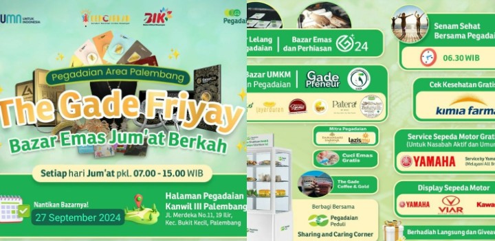 Serbu! Pegadaian Area Palembang Buka Bazar Emas Jum'at Berkah, Tawarkan Hadiah Menarik untuk Pelanggan