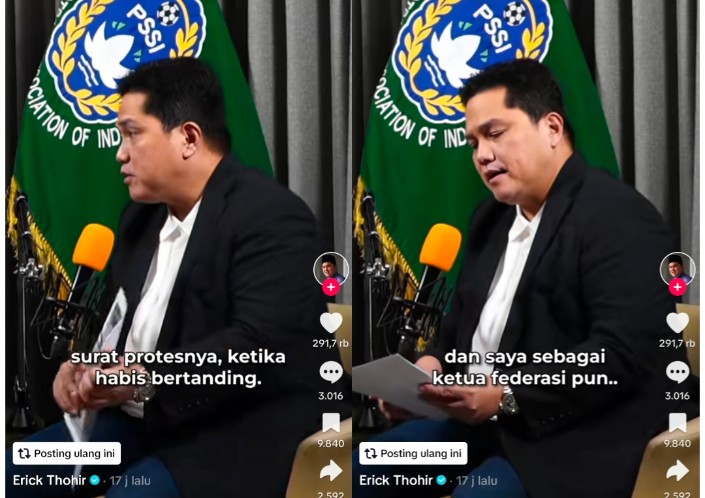 Resmi, Ketua Umum PSSI Erick Thohir Layangkan Protes Resmi ke AFC