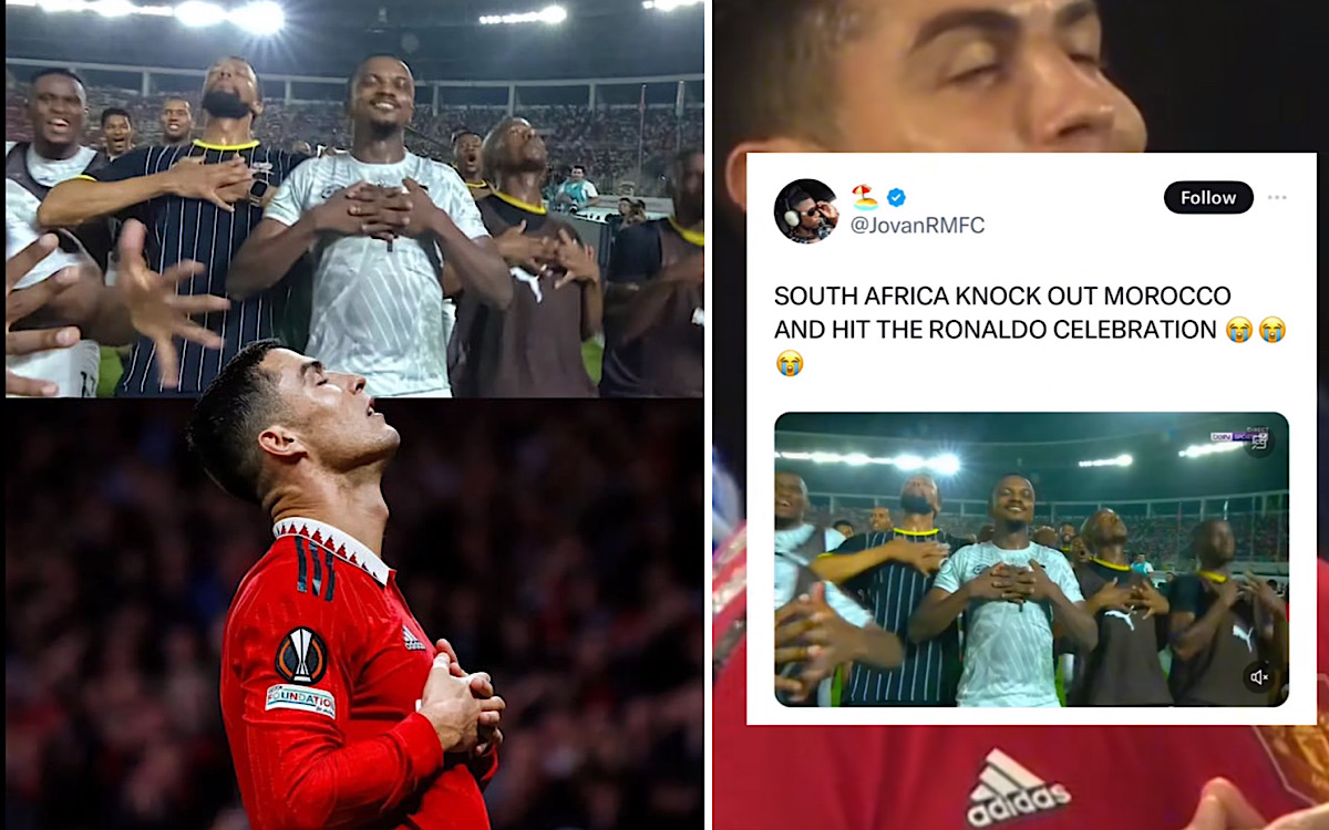 Seluruh Pemain Afrika Selatan Selebrasi Ronaldo Usai Tekuk Maroko, Netizen: ‘Justice for The King’