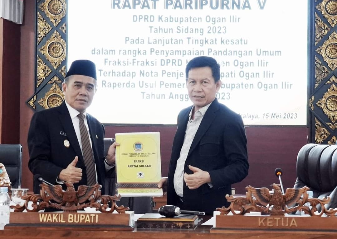 Wabup Ogan Ilir Hadiri Rapat Paripurna Penyampaian Pandangan Umum Fraksi DPRD Ogan Ilir Terkait Usulan Raperda