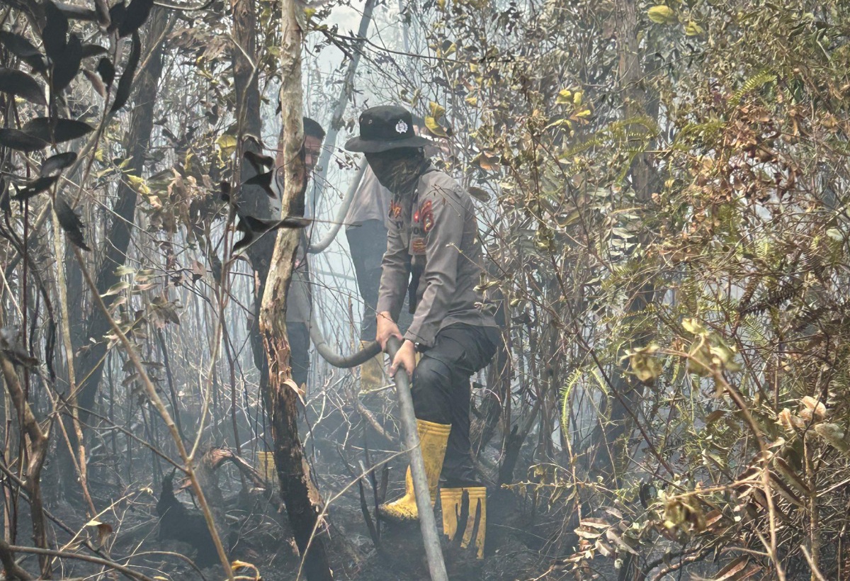 Hadapi Lahan Gambut, Subsatgas Posko Tulung Selapan Intensifkan Pemadaman Karhutla