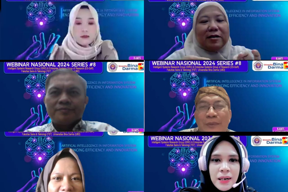 Webinar Nasional Universitas Bina Darma, Menggali Potensi AI untuk Inovasi dan Efisiensi Sistem Informasi