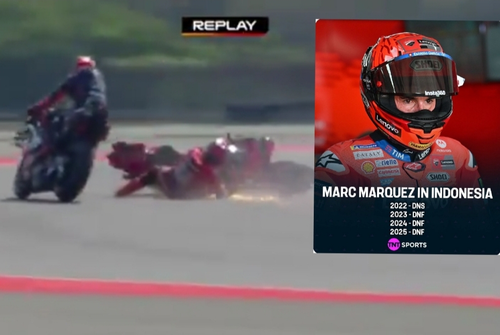 Drama di Lap Pembuka! MotoGP Mandalika 2025 Diwarnai Crash Besar: Marquez & Bezzecchi Terseret ke Gravel