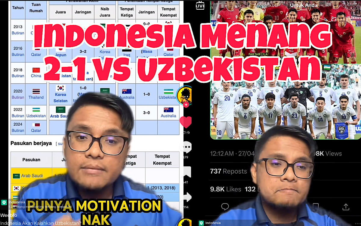 Timnas Indonesia Kalahkan Uzbekistan 2-1, Weebro Malaysia Yakin Usai Sukses Tebak Skor 2-2 Indonesia vs Korsel