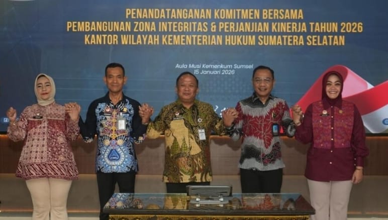 Perkuat Integritas, Kemenkum Sumsel Teken Komitmen Bersama dan Perjanjian Kinerja 2026