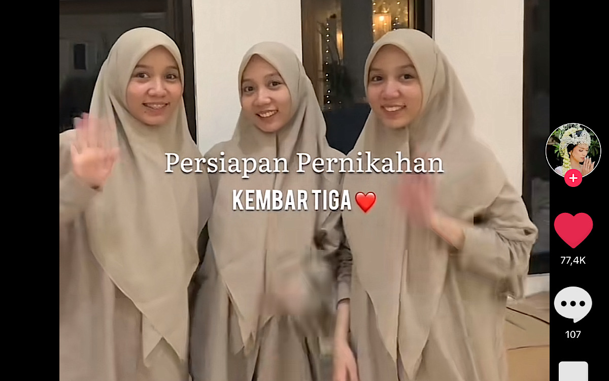 Ketika Si Kembar 3 Ada yang Menikah, Netizen Wanti-wanti Awas Kalau Nanti Suaminya Ketuker Bajunya Sama Sih! 