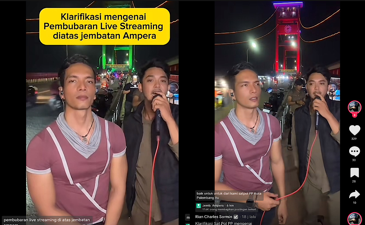 Ngamen Live di Atas Jembatan Ampera Palembang Dilarang, Rian Charles Langsung Tanya Sama Pak Pol PP di TKP