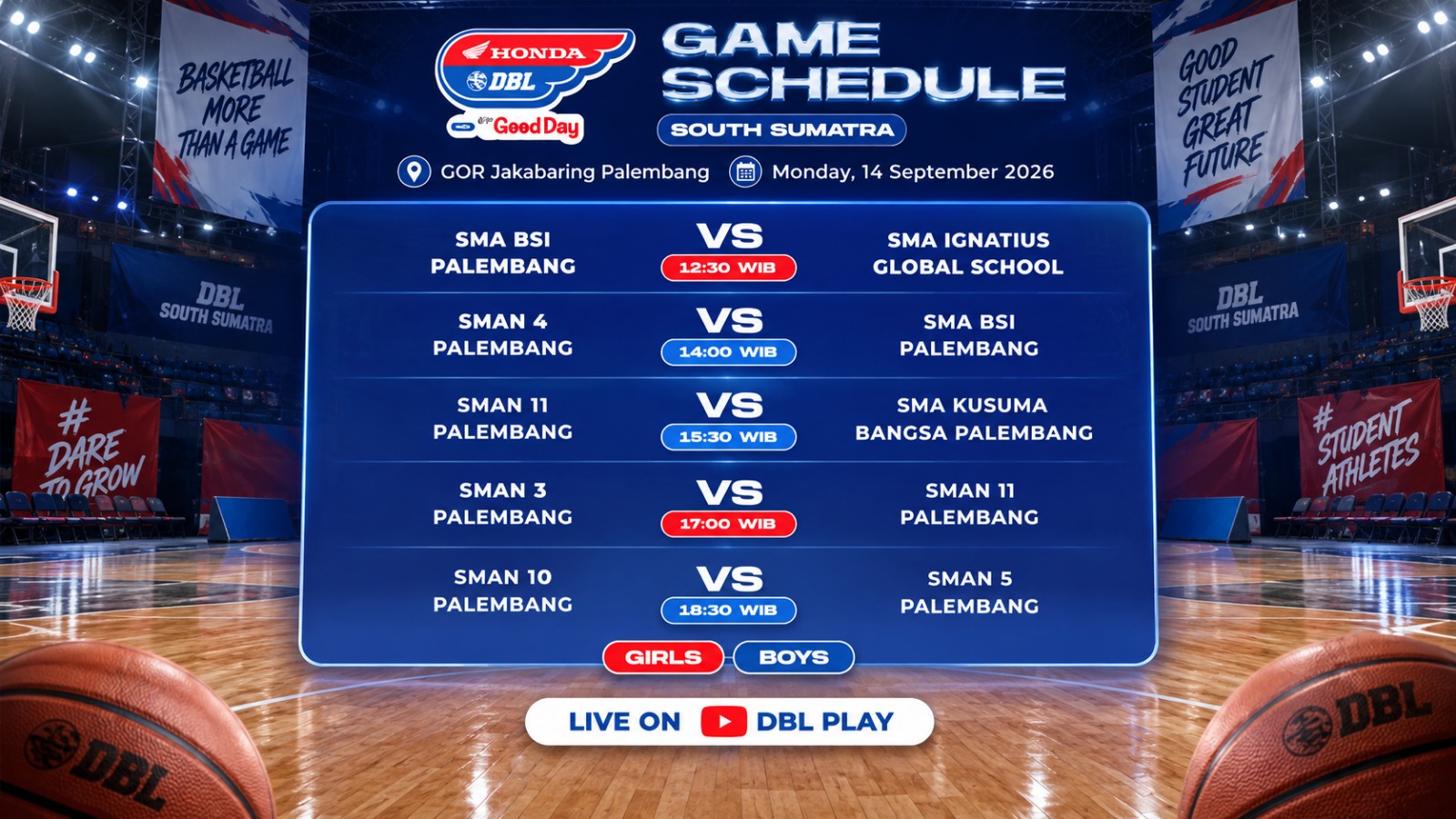 DBL South Sumatera Hari Ini 14 September 2026 Makin Panas, Big Eight dan Sweet Sixteen Kuasai GOR Dempo