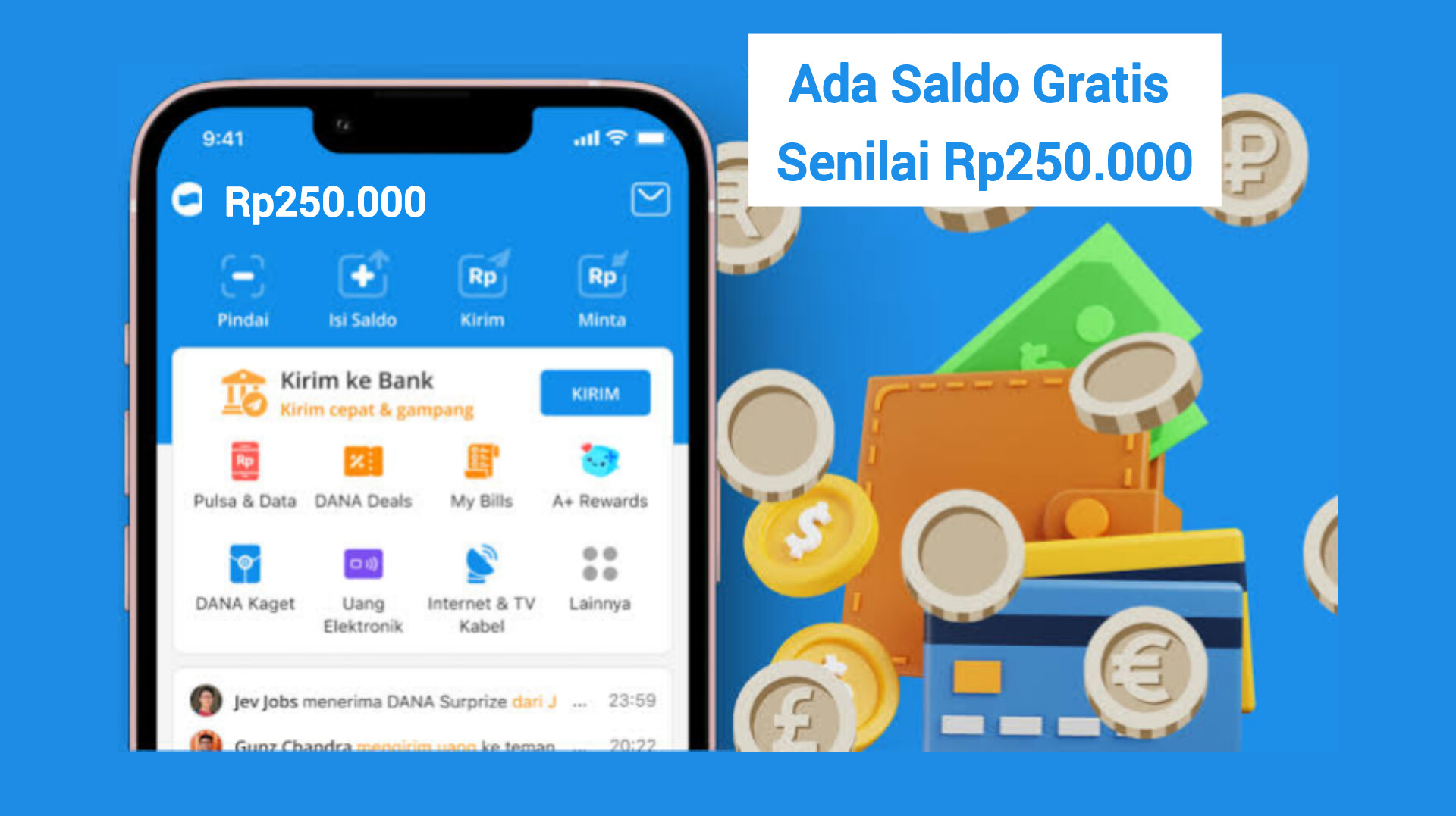 Klaim Tautan DANA Kaget Hari Ini, Kesempatan Dapat Saldo Gratis Senilai Rp250.000 Langsung Masuk Akun!