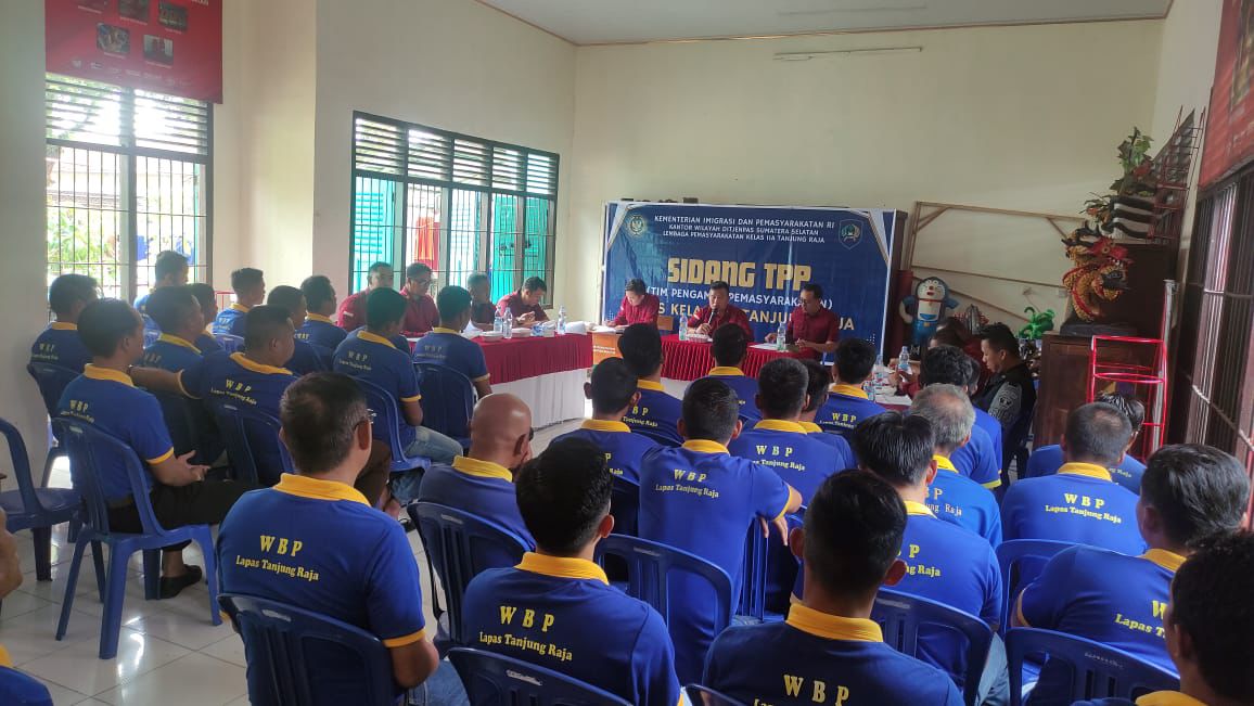 90 Warga Binaan Lapas Tanjung Raja Ogan Ilir Ikuti Sidang TPP Tamping dan Integrasi