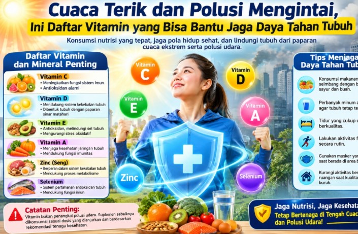 Cuaca Terik dan Polusi Mengintai, Ini Daftar Vitamin yang Bisa Bantu Jaga Daya Tahan Tubuh