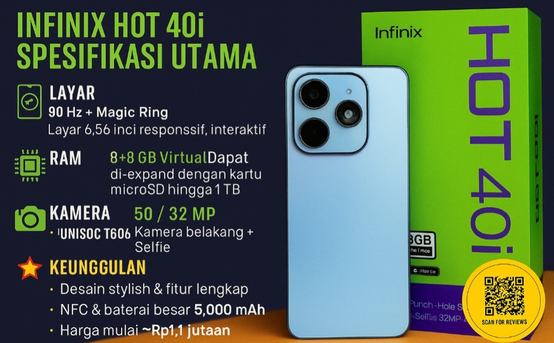 Infinix Hot 40i Resmi di Indonesia: Desain Stylish, Fitur Lengkap, Harga Mulai Rp 1 Jutaan