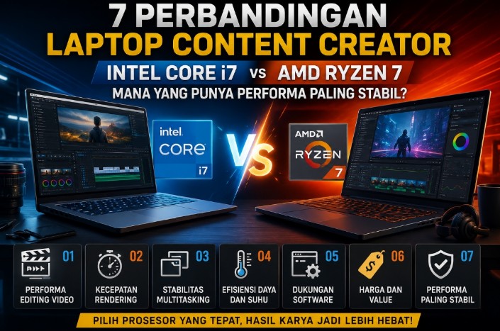 7 Perbandingan Laptop Content Creator Intel Core i7 vs AMD Ryzen 7: Mana yang Paling Stabil untuk Editing?