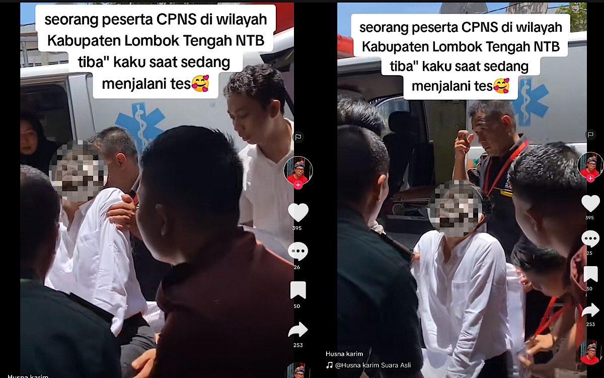 Heboh, Peserta Tes CPNS di Lombok Tengah Tubuhnya Mendadak Kaku, Diangkat ke Ambulans Sekalian Sama Bangkunya