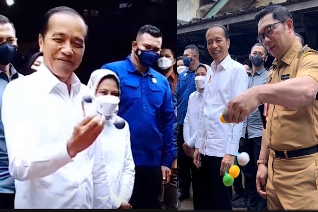 Pak Jokowi juga Ikutan Main Lato-lato yang Sedang Viral Bersama Ridwan Kamil saat Meninjau Pasar di Subang