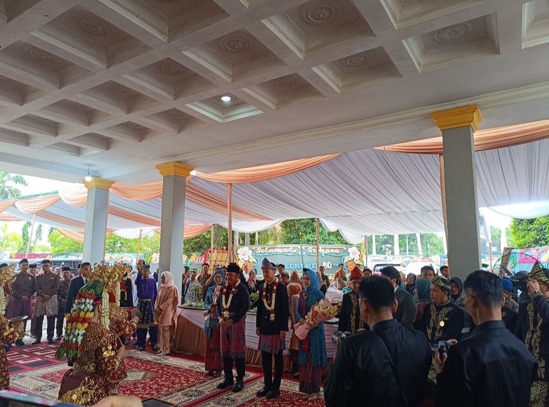 HUT Kabupaten OKI Gubernur Sumsel Disambut Musik Tradisional Tanjidur 
