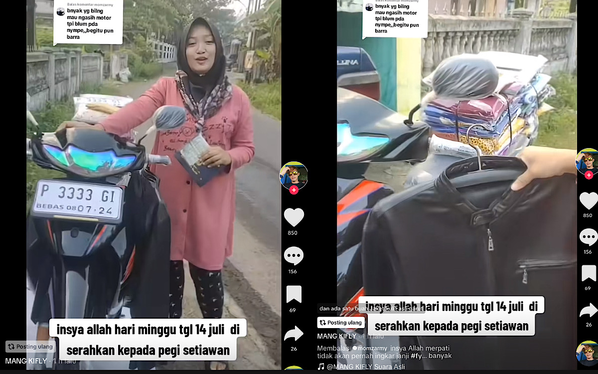 Penampakan Sepeda Motor Hadiah Untuk Pegi Setiawan dari Ratu Durian Tasik Plus Jaket Kulit dan Uang Tunai 