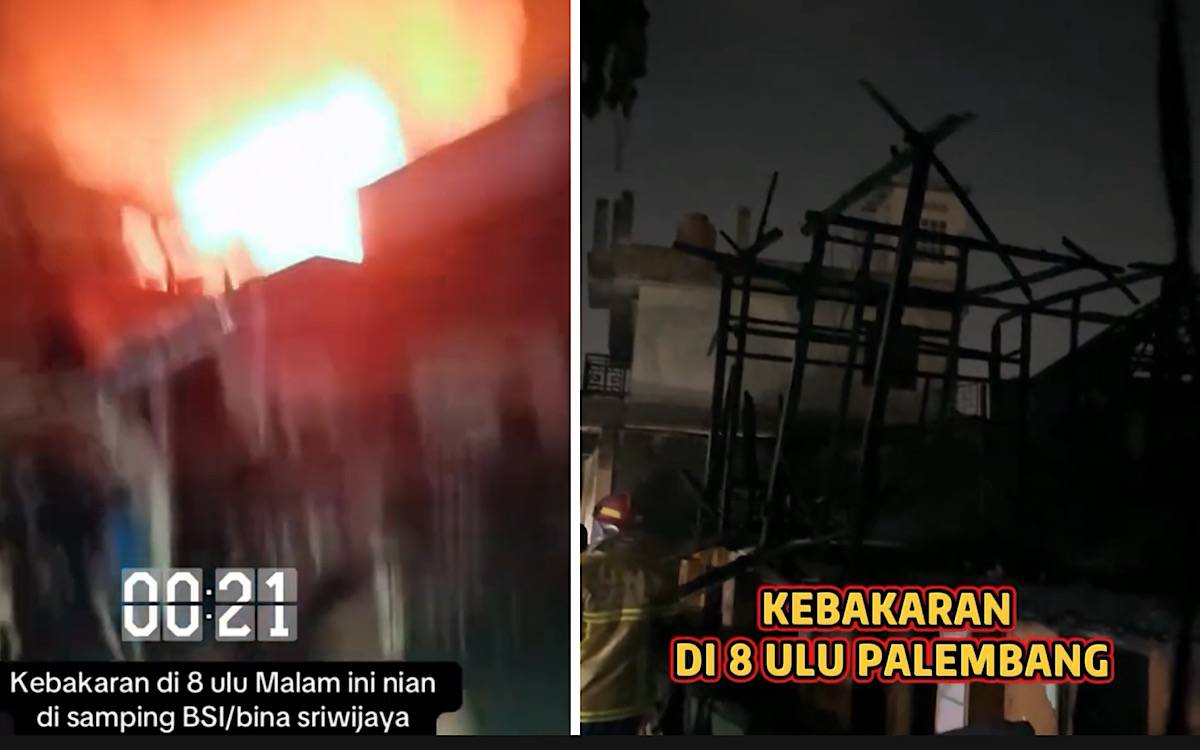 Si Jago Merah Lahap Bedeng 10 Pintu di 8 Ulu Palembang, 1 Mushola Ikut Hangus Plus 1 Unit Sepeda Motor Vespa