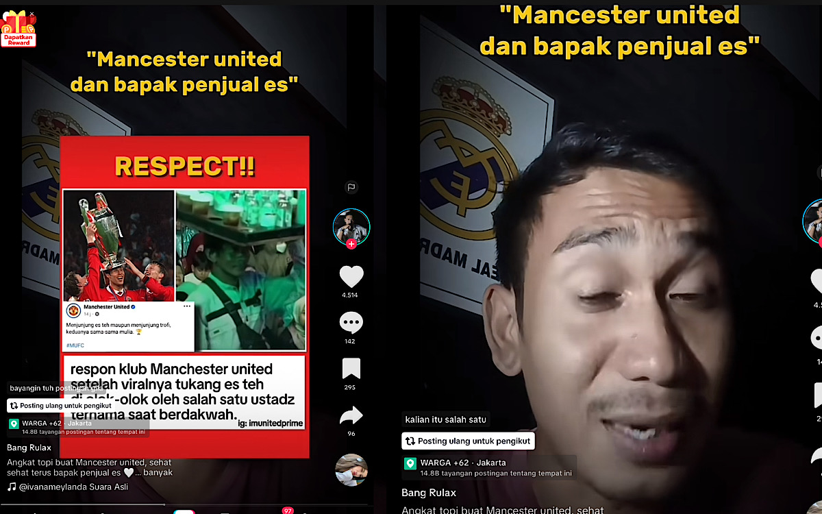 Admin Akun Resmi Manchester United Dapat Pujian Setinggi Langit, Muliakan Pedagang Es Teh Dihina Gus Miftah  